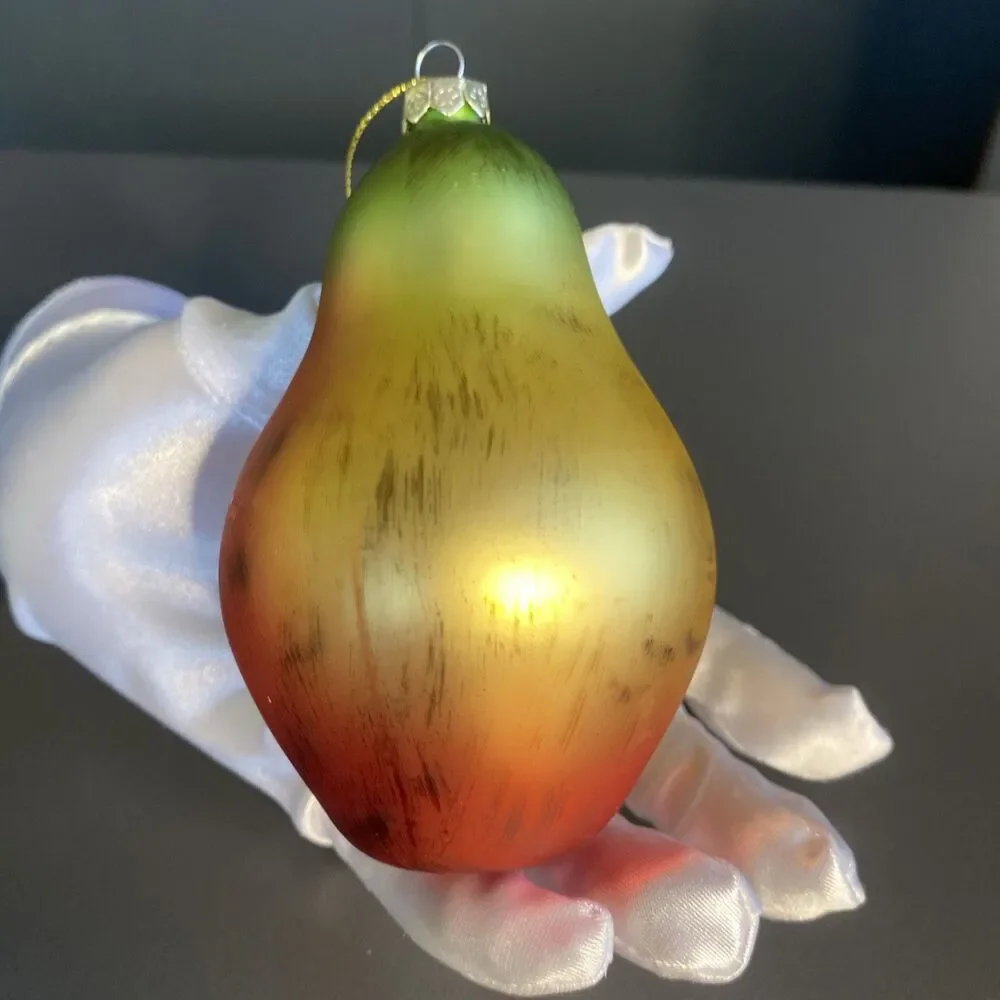 Park Hill Glass Fruit Christmas Ornament Multicolor Pear 4.5